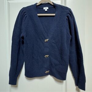 Crown & Ivy Deep Blue Cardigan with Gold Accents